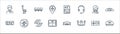 aviation line icons. linear set. quality vector line set such as pilot, steering wheel, flight, monitors, stewardess, airport,