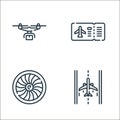 aviation line icons. linear set. quality vector line set such as runway, engine, flight