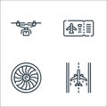aviation line icons. linear set. quality vector line set such as runway, engine, flight