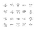 Aviation line icons, signs, vector set, outline illustration concept