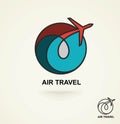 Aviation logo, emblem template, air travel. Vector. Line art.