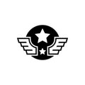 Aviation Military Wings with Star Flat Vector Icon