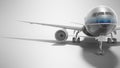 Aviation passenger plane isolated 3d render on gray background with shadow