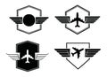 Aviation Pilot Emblems with Airplane and Wings Badge Designs Royalty Free Stock Photo