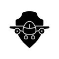 Aviation safety black glyph icon