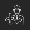 Aviation security chalk white icon on black background