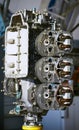 Aviation six-cylinder boxer engine air cooling shot for repair. Royalty Free Stock Photo