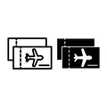 Aviation tickets line and glyph icon. Avia tickets vector illustration isolated on white. Plane ticket outline style Royalty Free Stock Photo