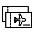 Aviation tickets line icon. Avia tickets vector illustration isolated on white. Plane ticket outline style design Royalty Free Stock Photo