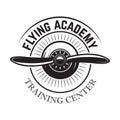 Aviation training center emblem template with retro airplane. Design element for logo, label, emblem, sign.