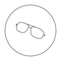 Aviator sunglasses icon in outline style isolated on white background. Golf club symbol stock vector illustration. Royalty Free Stock Photo