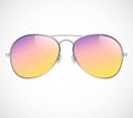 Aviator Sunglasses Illustration Background. Sunset. Police isolated sunglasses