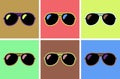 Set Aviator sunglasses illustration background PoP Art Police isolated sunglasses