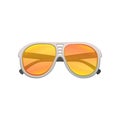 Aviator sunglasses with yellow-orange gradient lenses and plastic frame. Stylish eyewear for summer season. Flat vector Royalty Free Stock Photo