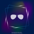 Aviators glasses vector neon light icon. Pilot`s glasses. Sung