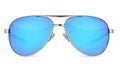 Aviators sunglasses with blue lenses isolated on white Royalty Free Stock Photo