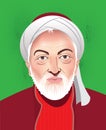 Avicenna portrait in line art illustration, vector Royalty Free Stock Photo