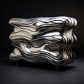 Avicii-inspired Liquid Metal Chest Of Drawers With Wavy Design