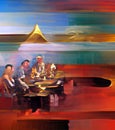 Avid poker players - colorful digital painting artwork Royalty Free Stock Photo