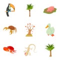 Avifauna icons set, cartoon style Royalty Free Stock Photo