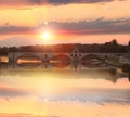 Avignon Bridge with Rhone river at sunset, Pont Saint-Benezet, Provence, France Royalty Free Stock Photo