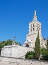 Avignon Cathedral Cathedral of Our Lady of Doms built in 12th century with gilded statue of the Virgin Mary on the bell tower Royalty Free Stock Photo