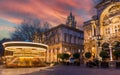 One evening Place de l\'Horloge and its merry-go-round, in Avignon, Provence, France Royalty Free Stock Photo