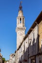 Avignon - France. July 04, 2020: The central street with one of the towers of the city of Avignon leading to the papal castle