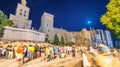 AVIGNON, FRANCE - JULY 20, 2014: Torists in main square at night Royalty Free Stock Photo