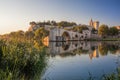 Avignon old bridge during sunset in Provence, France Royalty Free Stock Photo