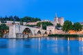 Avignon, Provence, France. Avignon Bridge with Popes Palace and Rhone river. Royalty Free Stock Photo