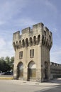 Avignon, 10th september: The City Wall Ramparts with Porte de L` Oulle Tower of Old Town of Avignon in Provence France