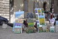 Avignon, 10th september: Painting Stand in Place du Palais des Papes from Avignon Popes Site in Provence France