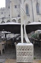 Avignon, 10th september: Restaurant logo design in Place du Palais des Papes from Avignon Popes Site in Provence France