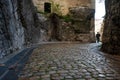 Avignon, Vaucluse, France - Cobblestone alley around the Palace of the Popes