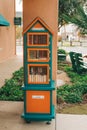 Little free library, small cabinet with free books in Avila Beach, California