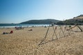 Large wide sandy beach of Avila Beach City, California Coastline