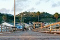 People Walking on the Pier in Small Town Avila Beach, Pacific Coast, California Royalty Free Stock Photo