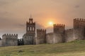 Avila Castile and Leon, Spain: the famous medieval walls that surround the city. UNESCO World Heritage Site Royalty Free Stock Photo