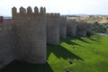 Avila city surrounded by walls. Medieval city. Medieval walls and towers. Avila. Castile and Leon. Spain.