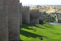 Avila city surrounded by walls. Medieval city. Medieval walls and towers. Avila. Castile and Leon. Spain. Royalty Free Stock Photo