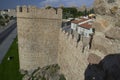 Avila city surrounded by walls. Medieval city. Medieval walls and towers. Avila. Castile and Leon. Spain. Royalty Free Stock Photo