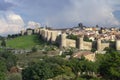 Avila city surrounded by walls. Medieval city. Medieval walls and towers. Avila. Castile and Leon. Spain. Royalty Free Stock Photo