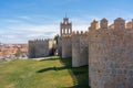 Avila Medieval Walls with Puerta del Carmen Gate and Bell Gable - Avila, Spain Royalty Free Stock Photo