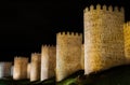 Avila at night, medieval city walls Royalty Free Stock Photo