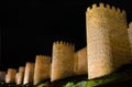 Avila at night, medieval city walls. Castile and Leon, Spain. Royalty Free Stock Photo