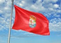 Avila Province of Spain Flag waving with sky on background realistic 3d illustration