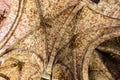 Cathedral of Avila (Cathedral of the Saviour) inside view of gothic brick orange vaults, Spain.