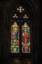 Stained glass window in the gothic Cathedral of Avila