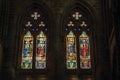 Stained glass window in the gothic Cathedral of Avila